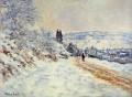 El camino a Vetheuil Efecto nieve Paisaje de Claude Monet
